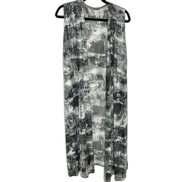 LuLaRoe Black Gray Metallic Marbled Joy Vest XL NO SIZE TAG - Picture 1 of 5